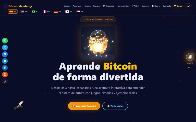 Captura de la portada de bitcoinacademy.tech: Aprende Bitcoin de forma divertida